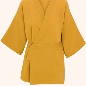 COPY - Oddbird company loungewear Kardes marigold yellow medium kimono wrap top